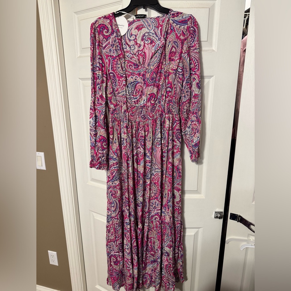 Vibrant Paisley Long Sleeve Dress